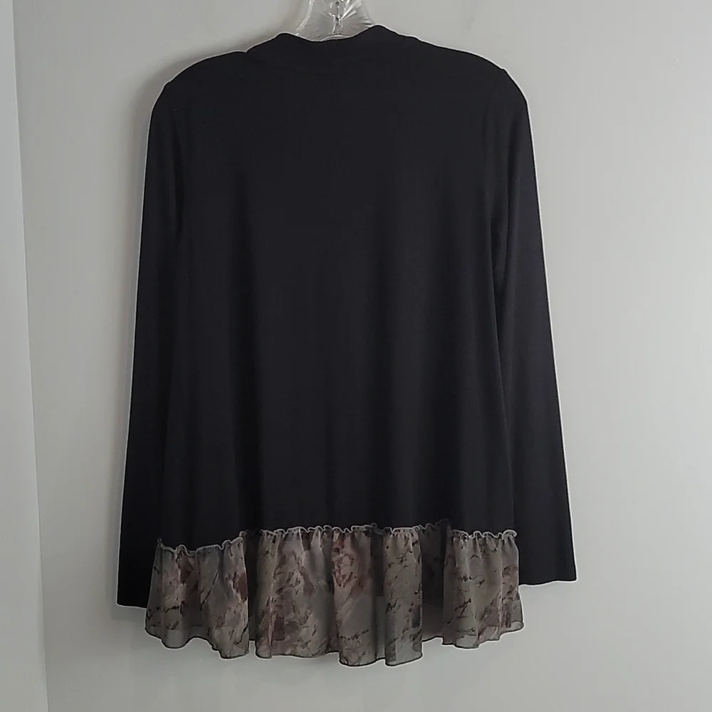 Logo by Lori Goldstein Cardigan Ruffle Peplum Trim XS